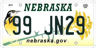 NE license plate 99JN29