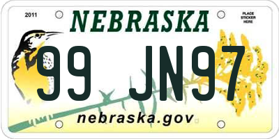 NE license plate 99JN97