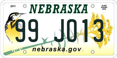 NE license plate 99JO13