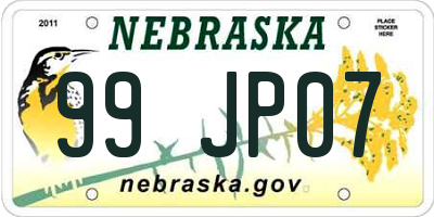 NE license plate 99JP07