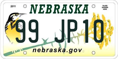 NE license plate 99JP10