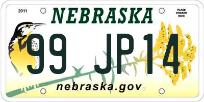 NE license plate 99JP14