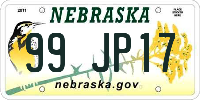 NE license plate 99JP17