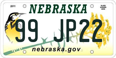 NE license plate 99JP22