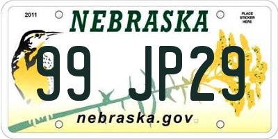 NE license plate 99JP29