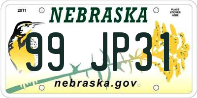 NE license plate 99JP31