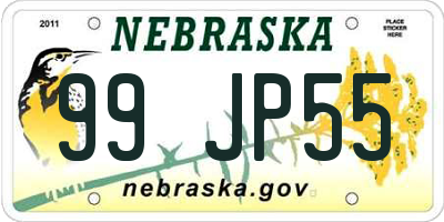 NE license plate 99JP55
