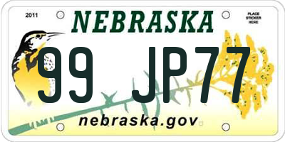 NE license plate 99JP77