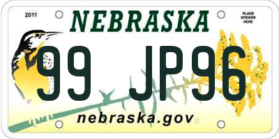 NE license plate 99JP96