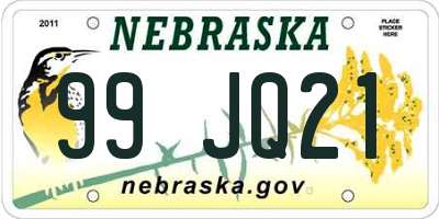 NE license plate 99JQ21