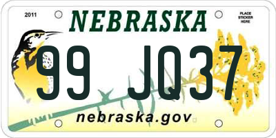NE license plate 99JQ37