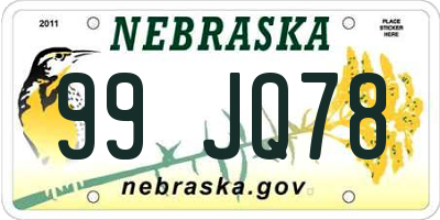 NE license plate 99JQ78