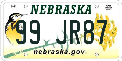 NE license plate 99JR87