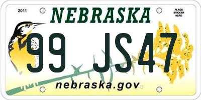 NE license plate 99JS47