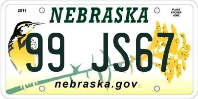 NE license plate 99JS67