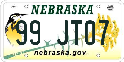 NE license plate 99JT07