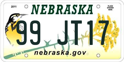 NE license plate 99JT17