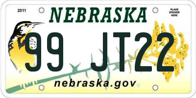 NE license plate 99JT22