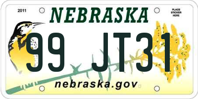 NE license plate 99JT31
