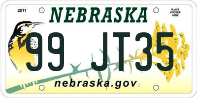 NE license plate 99JT35
