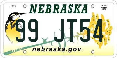 NE license plate 99JT54