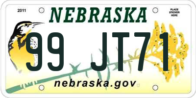NE license plate 99JT71