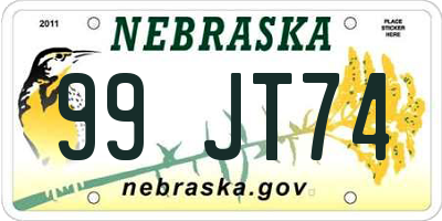 NE license plate 99JT74