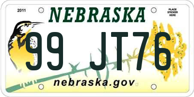 NE license plate 99JT76