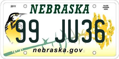 NE license plate 99JU36