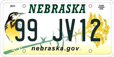 NE license plate 99JV12