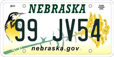 NE license plate 99JV54