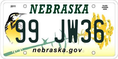 NE license plate 99JW36