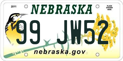 NE license plate 99JW52