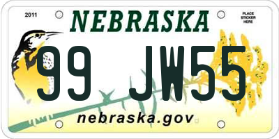 NE license plate 99JW55