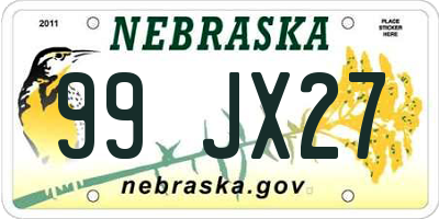 NE license plate 99JX27