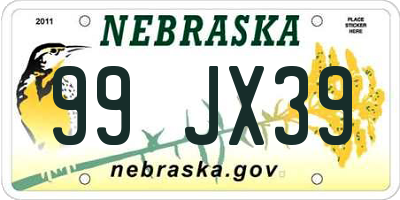 NE license plate 99JX39