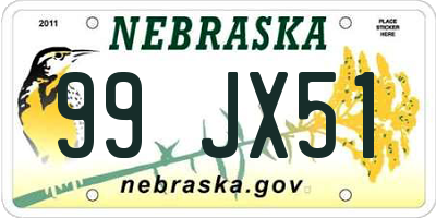 NE license plate 99JX51