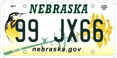 NE license plate 99JX66