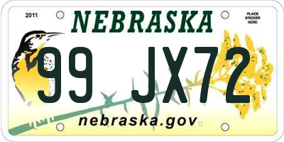 NE license plate 99JX72