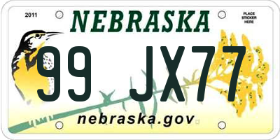 NE license plate 99JX77