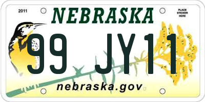 NE license plate 99JY11