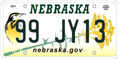 NE license plate 99JY13