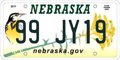 NE license plate 99JY19