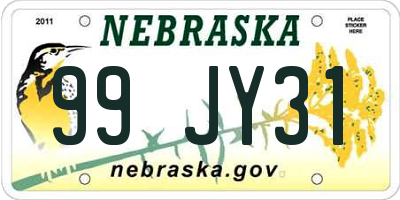 NE license plate 99JY31
