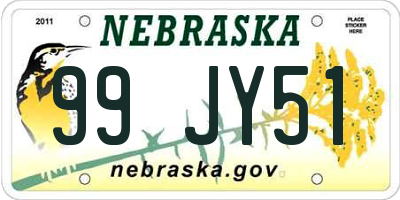 NE license plate 99JY51