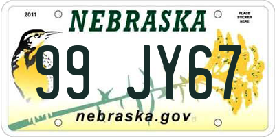 NE license plate 99JY67