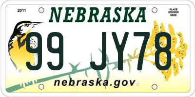 NE license plate 99JY78