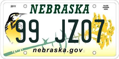 NE license plate 99JZ07