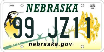 NE license plate 99JZ11