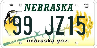 NE license plate 99JZ15